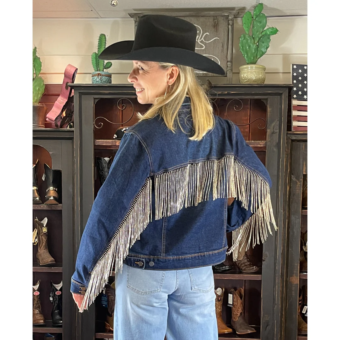 Denim Fringe Bling Jacket HC792 - Image 3