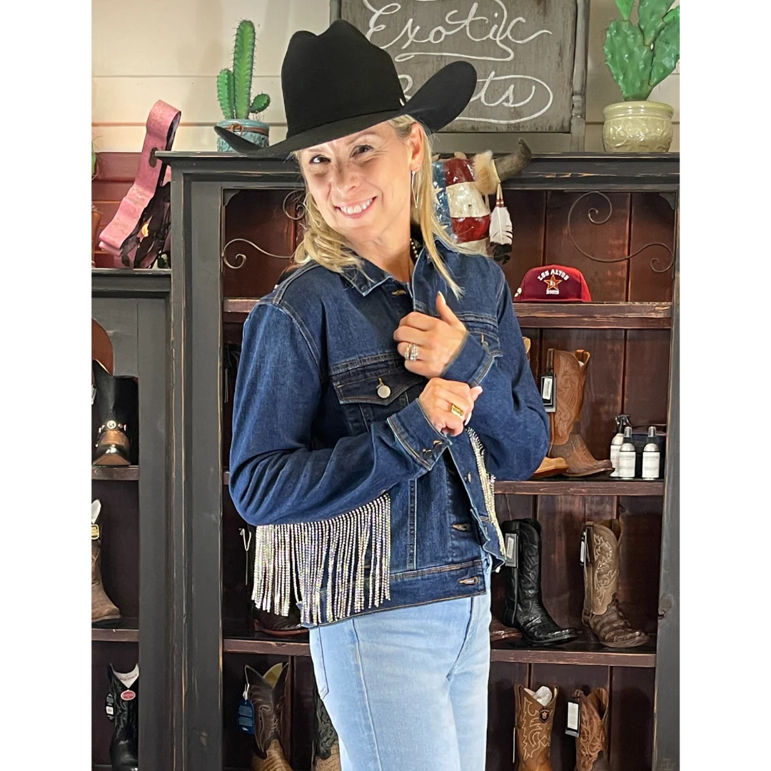 Denim Fringe Bling Jacket HC792 - Image 5