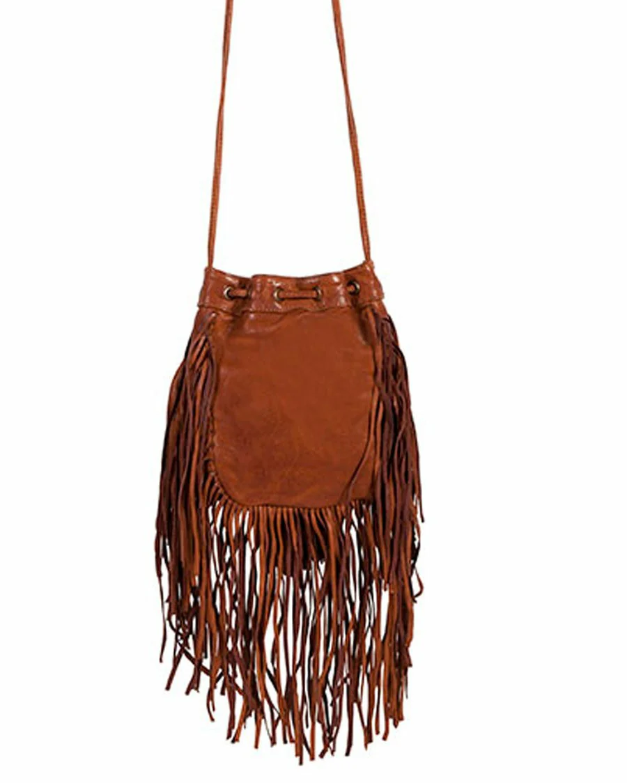 Fringe Leather Crossbody Bag by Scully Leather B184 - Image 3