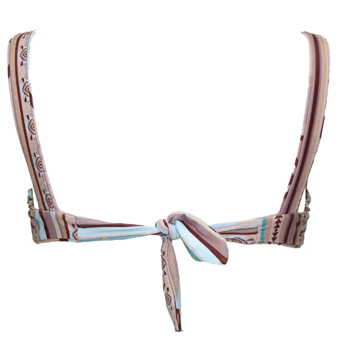 "The Rampy" Reversible Swimsuit Top Taupe Aztec Stripe - Image 3