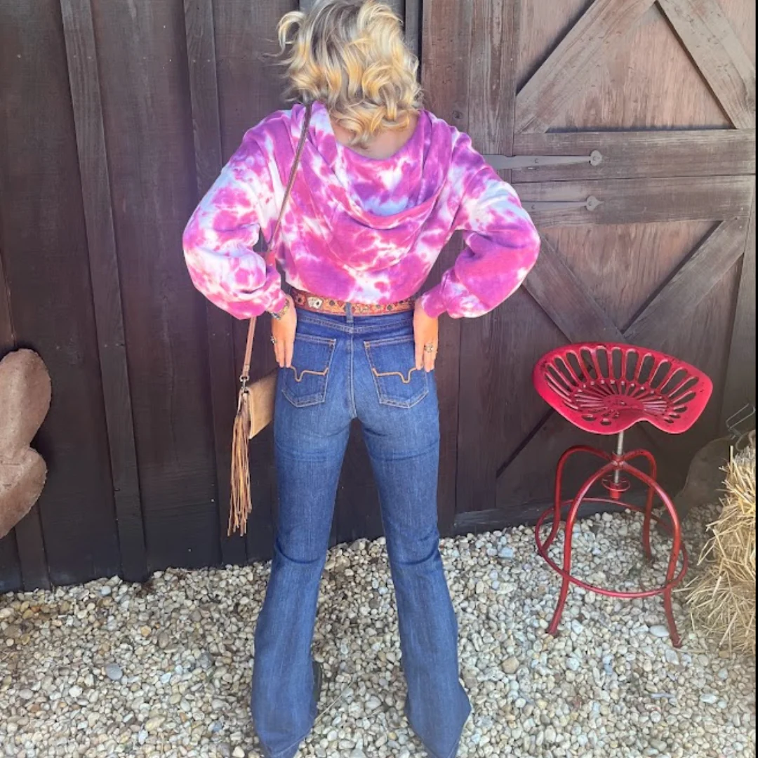 Women's Jennifer Blue Denim High Rise Wide Flare Jean By Kimes Ranch - Image 10